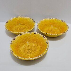 3) Pier 1 Carmelo Melamine Soup Salad Bowls 7"  rustic crackle unbreakable dish